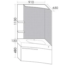 Burgbad Cona 2.0 Ecklösung 91 X 66 X 176 Cm Mit Waschtischkombination Mit Spiegelelement Und Metallablage, Rechte Ausführung