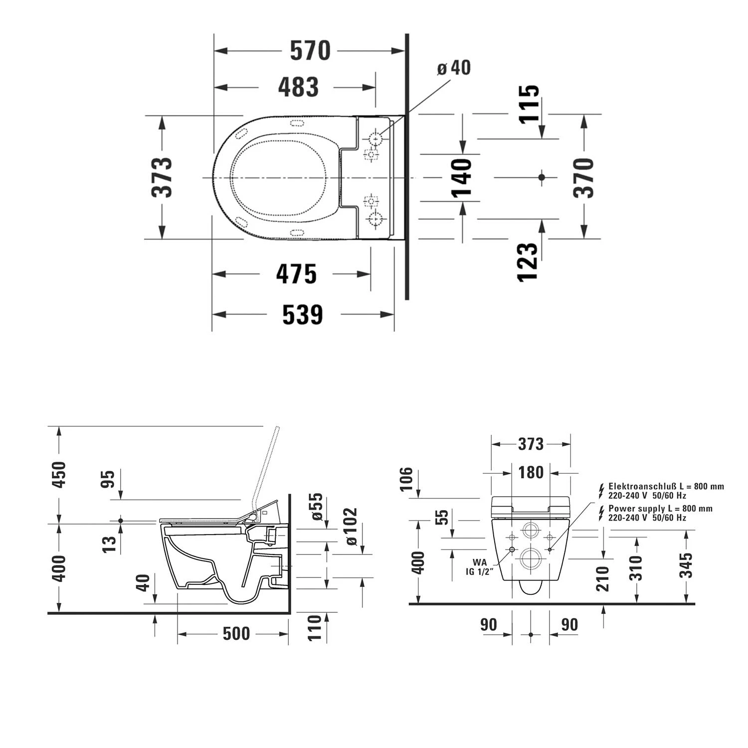 Duravit ME By Starck Wand-WC Rimless Mit HygieneFlush Für SensoWash 2 Duravit ME By Starck Wand-WC Rimless Mit HygieneFlush Für SensoWash – Bild 2