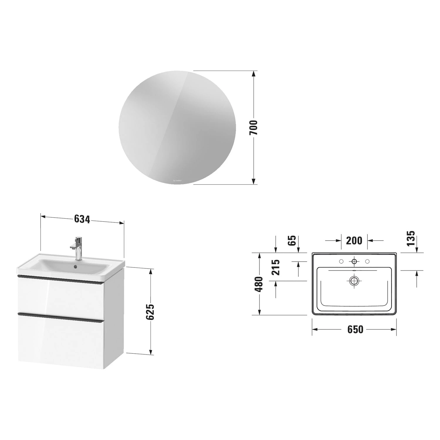 Duravit D-Neo Möbelset Mit Runder Spiegel 65 Cm 4 Duravit D-Neo Möbelset Mit Runder Spiegel 65 Cm – Bild 4