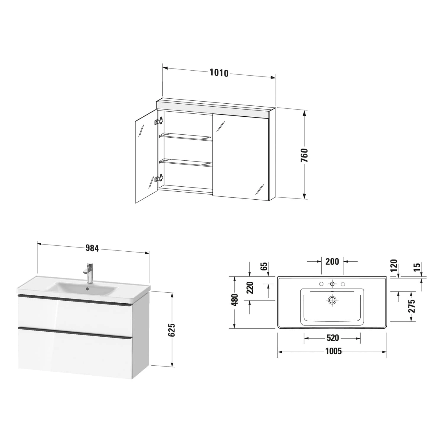 Duravit D-Neo Möbelset Mit Spiegelschrank 100,5 Cm 4 Duravit D-Neo Möbelset Mit Spiegelschrank 100,5 Cm – Bild 4
