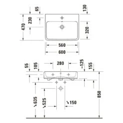 Duravit Qatego Waschtisch 60 X 47 Cm Geschliffen, Ohne Hahnloch