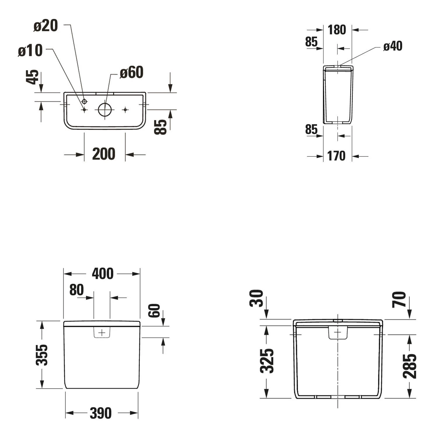 Duravit Qatego Spülkasten Für Anschluß Unten Links, Für 6/3 L Spülung 1 Duravit Qatego Spülkasten Für Anschluß Unten Links, Für 6/3 L Spülung
