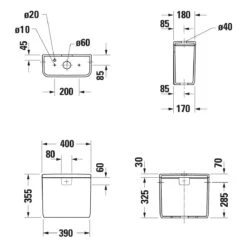 Duravit Qatego Spülkasten Mit HygieneGlace Für Anschluß Unten Links, Für 4,5/3 L Spülung