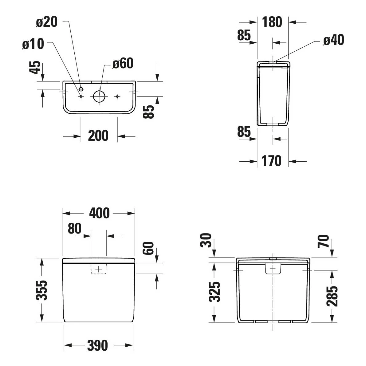 Duravit Qatego Spülkasten Mit HygieneGlace Für Anschluß Unten Links, Für 4,5/3 L Spülung 1 Duravit Qatego Spülkasten Mit HygieneGlace Für Anschluß Unten Links, Für 4,5/3 L Spülung