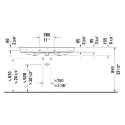 Duravit White Tulip Möbel-/Waschtisch 105,5 Cm, Mit Überlauf Ohne Hahnloch -Badmöbel Verkäufe duravit white tulip waschtische moebel 105 4362983