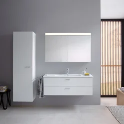 Duravit XBase MöbelSet 123 Cm, Mit Spiegelschrank, 2 Hahnlöcher, Ohne Ablagefläche -Badmöbel Verkäufe duravit xbase moebelset 123 cm mit 4383824