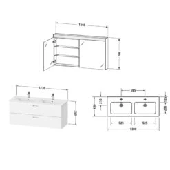 Duravit XBase MöbelSet 130 Cm, Mit Spiegelschrank, Mit Doppelwaschtisch -Badmöbel Verkäufe duravit xbase moebelset 130 cm mit 4383797
