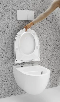 Geberit Acanto Set Wand-WC Tiefspüler, Geschlossene Form, TurboFlush, Mit WC-Sitz -Badmöbel Verkäufe geberit badkeramik und badmoebel acanto wcs 11051437