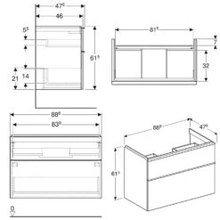 Geberit ICon Unterschrank Für Waschtisch 90 Cm, Mit 2 Schubladen