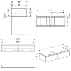 Geberit ICon Unterschrank Für Doppelwaschtisch 120 Cm, Mit 2 Schubladen