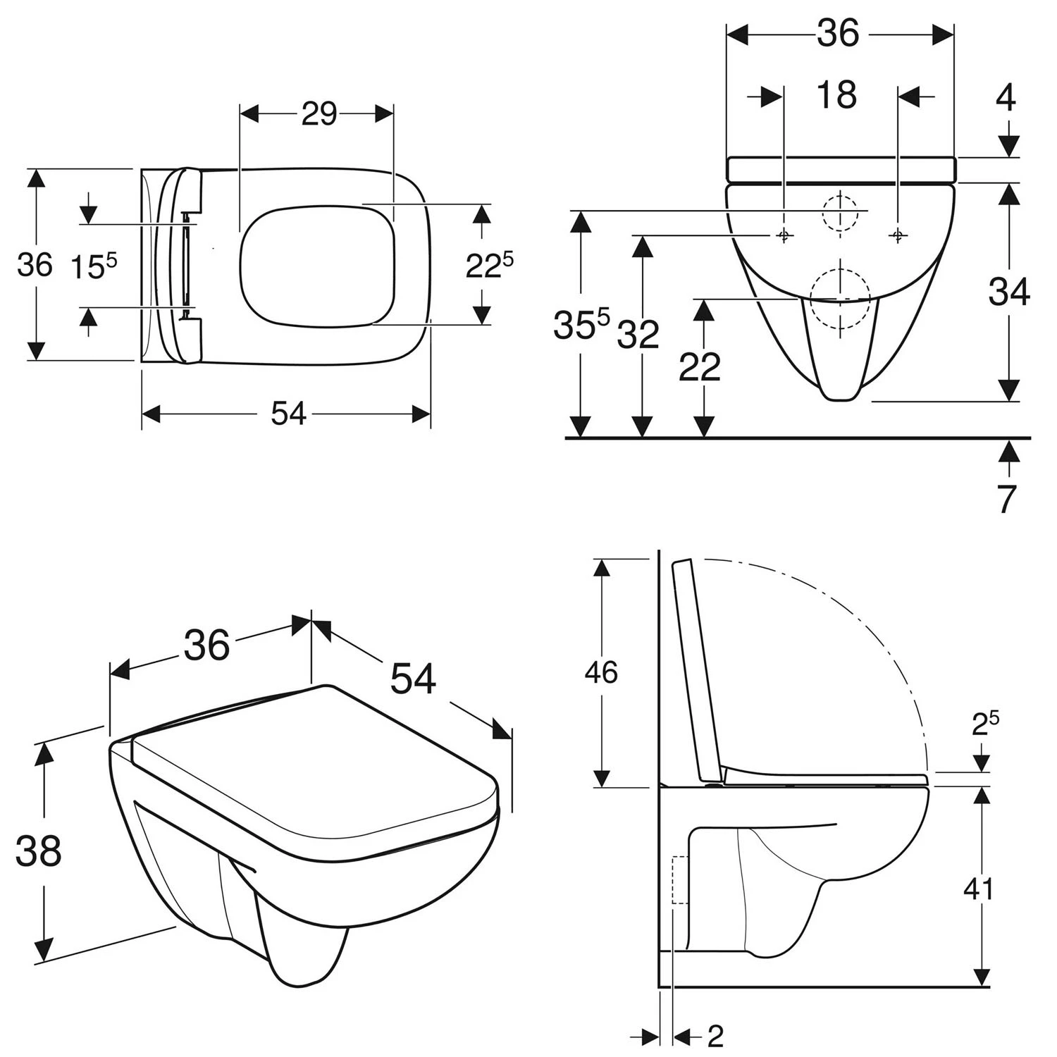 Geberit Renova Plan Set Wand-WC Tiefspüler, Mit WC-Sitz 2 Geberit Renova Plan Set Wand-WC Tiefspüler, Mit WC-Sitz – Bild 2