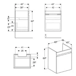 Geberit Renova Plan Unterschrank Für Waschtisch 55 Cm, Mit 1 Schublade Und 1 Innenschublade
