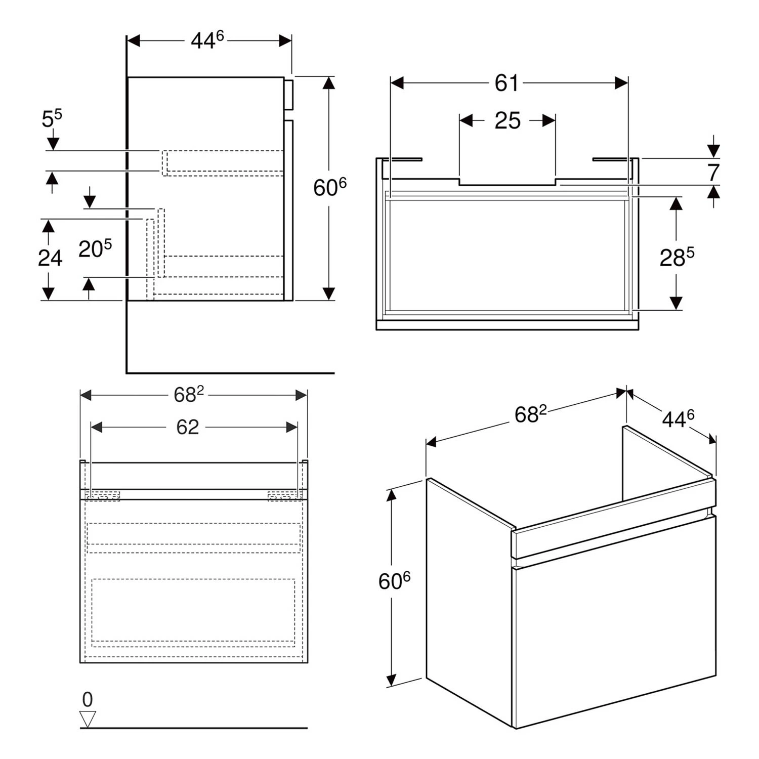 Geberit Renova Plan Unterschrank Für Waschtisch 75 Cm, Mit 1 Schublade Und 1 Innenschublade 1 Geberit Renova Plan Unterschrank Für Waschtisch 75 Cm, Mit 1 Schublade Und 1 Innenschublade
