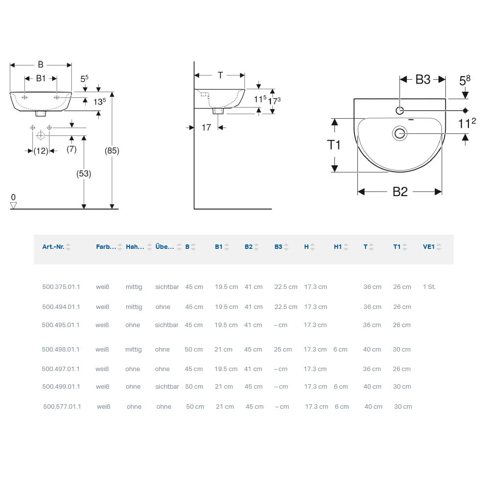 Geberit Renova Handwaschbecken 45 X 36 Cm Mit Hahnloch Ohne Überlauf 3 Geberit Renova Handwaschbecken 45 X 36 Cm Mit Hahnloch Ohne Überlauf – Bild 3