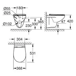 GROHE Bau Keramik Wand-Tiefspül-WC Slim Set Spülrandlos 11 GROHE Bau Keramik Wand-Tiefspül-WC Slim Set Spülrandlos -Badmöbel Verkäufe grohe badkeramik bau wc stand tiefspuel 6180379
