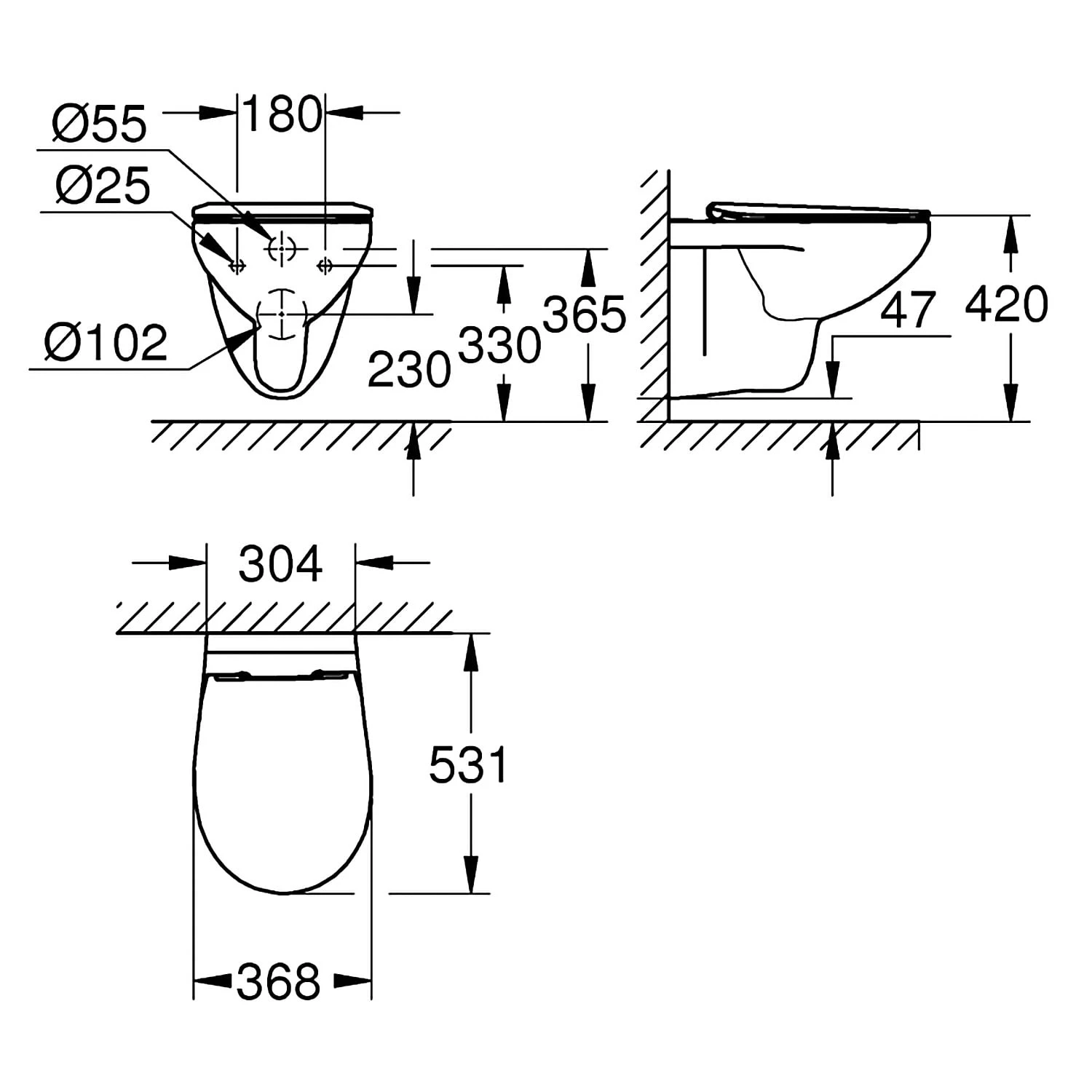 GROHE Bau Keramik Wand-Tiefspül-WC Slim Set Spülrandlos 4 GROHE Bau Keramik Wand-Tiefspül-WC Slim Set Spülrandlos – Bild 4
