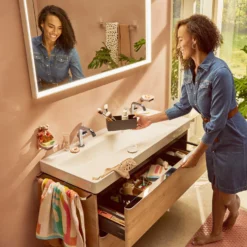 Hansgrohe Xelu Q Waschbecken 120 X 48 Cm Ungeschliffen, Mit 2x 1 Hahnloch -Badmöbel Verkäufe hansgrohe badkeramik xelu q waschbecken 120 12108093