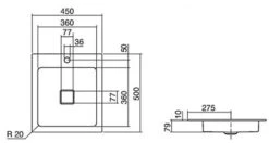 Alape Einbaubecken EB.Q450H, Rechteckig 45 X 50 Cm
