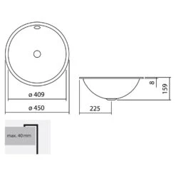 Alape Einbaubecken EB.K450, Kreisförmig Mit 45 Cm Ø, Ohne Überlauf