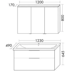 Burgbad Eqio Möbelkombination Inkl. Keramik-Waschtisch 123 Cm, Doppeltür Spiegelschrank Rechts, Mit Griff G0146 -Badmöbel Verkäufe hersteller burgbad eqio moebelkombinationen inkl keramik 1440281