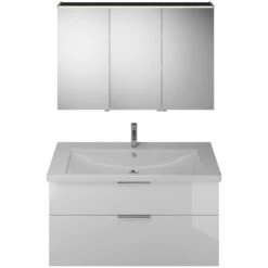Burgbad Eqio Möbelkombination Inkl. Keramik-Waschtisch 123 Cm, Doppeltür Spiegelschrank Rechts, Mit Griff G0146