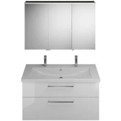 Burgbad Eqio Möbelkombination Inkl. Keramik-Doppelwaschtisch 123 Cm Links, Mit Stangengriff P95