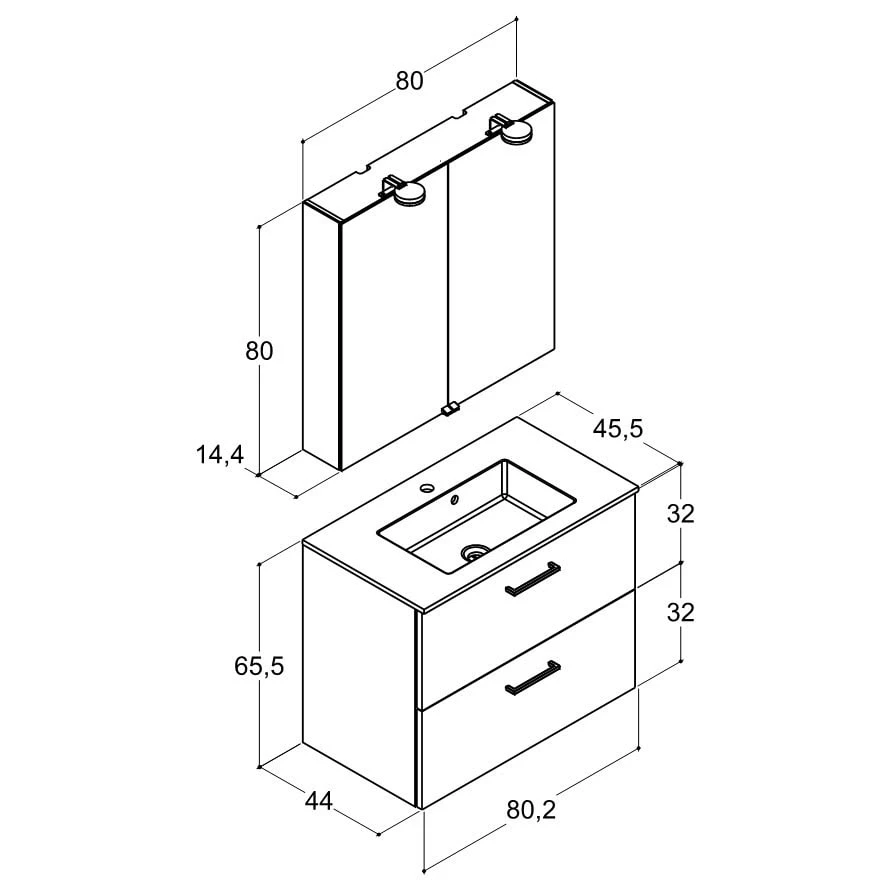 Dansani Play Möbelset Inkl. Spiegelschrank "CH" Und Waschtischunterschrank Mit 2 Schubladen, 80,2 Cm 4 Dansani Play Möbelset Inkl. Spiegelschrank "CH" Und Waschtischunterschrank Mit 2 Schubladen, 80,2 Cm – Bild 4