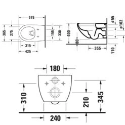Duravit Architec Wand-WC 57,5 Cm, Tiefspüler, Durafix Inklusive -Badmöbel Verkäufe hersteller duravit architec wc wand 57 2438104