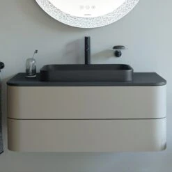 Duravit Happy D.2 Plus Aufsatzbecken 60 Cm Anthrazit Matt, Mit Überlauf, 1 Hahnloch