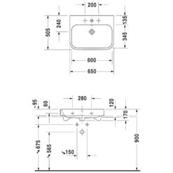 Duravit Happy D.2 Möbelwaschtisch 65 Cm Mit 1 Hahnloch
