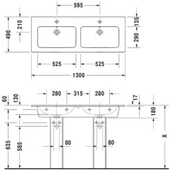 Duravit ME By Starck Möbel-Doppelwaschtisch 130 Cm Mit 1 Hahnloch -Badmöbel Verkäufe hersteller duravit me by starck waschtische 1186507