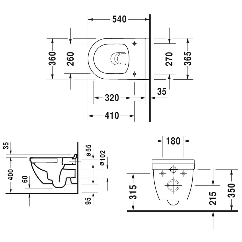 Duravit Starck 3 Wand-WC Rimless Set 2 Duravit Starck 3 Wand-WC Rimless Set – Bild 2