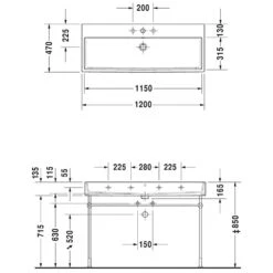 Duravit Vero Air Möbelwaschtisch Ohne Hahnloch 120 X 47 Cm, Ohne Überlauf