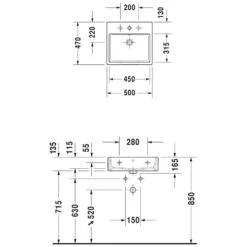 Duravit Vero Air Möbelwaschtisch Mit 1 Hahnloch 50 X 47 Cm, Ohne Überlauf