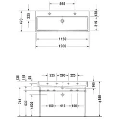 Duravit Vero Air Waschtisch Geschliffen Mit 2 X 1 Hahnloch 120 X 47 Cm, Mit Überlauf