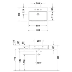 Duravit Vero Air Waschtisch Geschliffen Ohne Hahnloch 70 X 47 Cm, Mit Überlauf