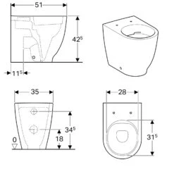 Geberit Acanto Tiefspül-Stand-WC Ohne Spülrand, Wandbündig, Erhöht -Badmöbel Verkäufe hersteller geberit badkeramik acanto wcs tiefspuel 2612584