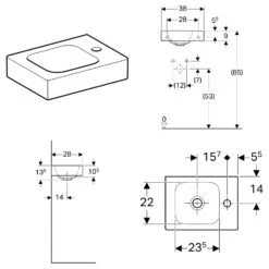 Geberit ICon Handwaschbecken 38 Cm Mit Hahnloch Rechts -Badmöbel Verkäufe hersteller geberit badkeramik icon waschtische handwaschbecken 2681935