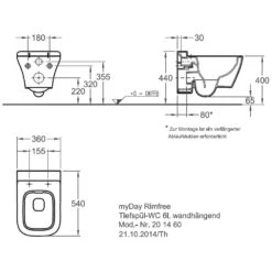 Geberit MyDay Wand-WC Tiefspüler, Rimfree -Badmöbel Verkäufe hersteller geberit badkeramik myday wcs wand 2408371