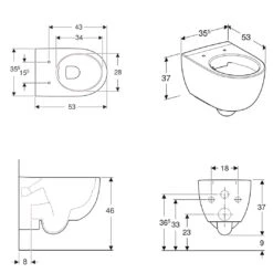 Geberit Renova Comfort Wand-WC Tiefspüler, Erhöht, Geschlossene Form, Rimfree -Badmöbel Verkäufe hersteller geberit badkeramik renova comfort wcs 5956462