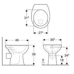 Geberit Renova Stand-WC Flachspüler, Abgang Horizontal