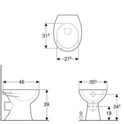Geberit Renova Stand-WC-Tiefspüler, Abgang Horizontal