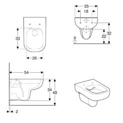 Geberit Smyle Wand-WC Tiefspüler, Rimfree