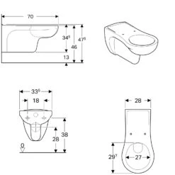 Geberit Wand-WC Vitalis Tiefspüler, Verlängerte Ausladung