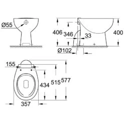 GROHE Bau Keramik Stand-Tiefspül-WC Spülrandlos