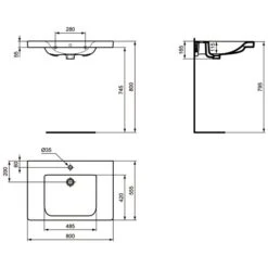 Ideal Standard Connect Freedom Waschtisch 80 X 55 Cm, Unterfahrbar Und Mit Überlauf