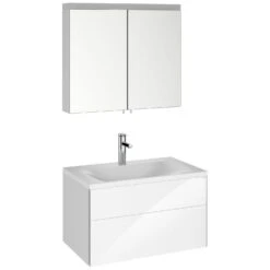 Keuco Royal Reflex Waschtisch Mit Waschtischunterschrank Und LED-Spiegelschrank, 80 Cm
