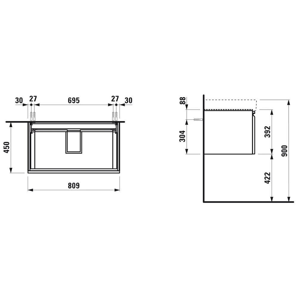 LAUFEN Pro S Waschtischunterbau 81 Cm Mit 1 Auszug Und Innenschublade 1 LAUFEN Pro S Waschtischunterbau 81 Cm Mit 1 Auszug Und Innenschublade