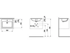 LAUFEN Pro S Einbauwaschtisch 56 Cm Von Oben, Ohne Hahnloch, Mit Überlauf