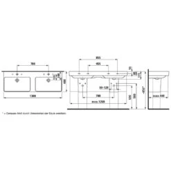 LAUFEN Pro S Doppelwaschtisch 130 Cm Unterbaufähig, Mit Hahnloch -Badmöbel Verkäufe hersteller laufen pro waschtische doppelwaschtisch 130 618144